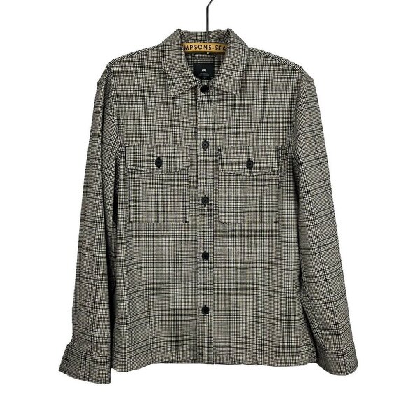 H&M Men's Size Small Black and Tan Checkered Shirt Jacket - Picture 1 of 6